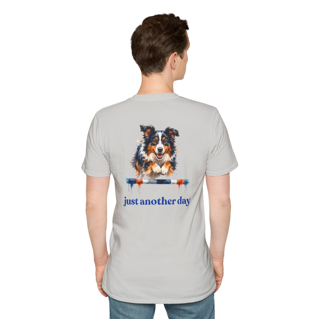 Just Another Day Tri-Color Aussie Agility Tee | Australian Shepherd Dog Sports Shirt