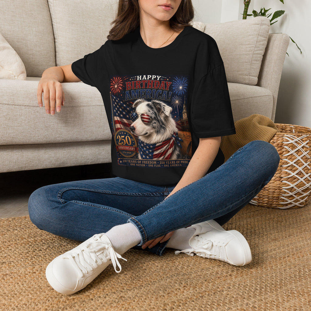 Blue Merle Australian Shepherd Patriotic Shirt | 250th Anniversary Aussie Tee (1776–2026)